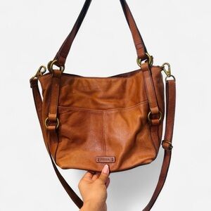 Fossil Tan Leather Cross Body Shoulder Bag